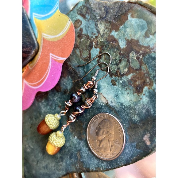 Red Garnet, Wire Wrap Earrings, Crystal Jewelry - Picture 4 of 8